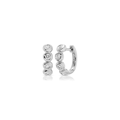 EFC E Diamond Pillow Huggie Earrings - 14KTWG
