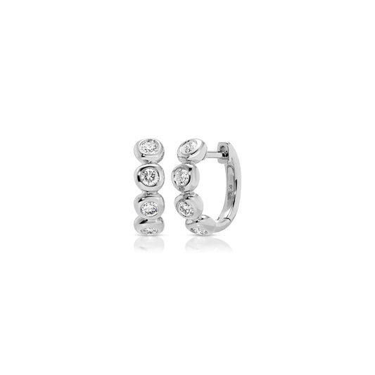 EFC E Diamond Pillow Huggie Earrings - 14KTWG