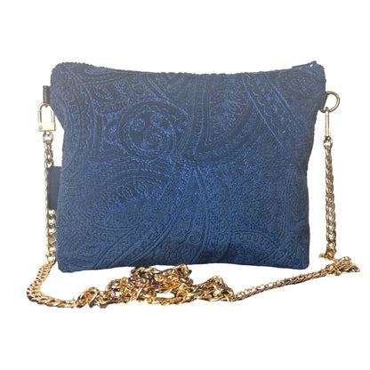 Trotter Blue Vintage Silk Scarf Crossbody Bag