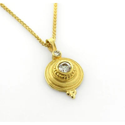 Granulated Step Circle Diamond Pendant