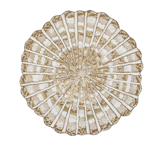 KSB Nautilus Beaded Placemat - Champagne & Gold