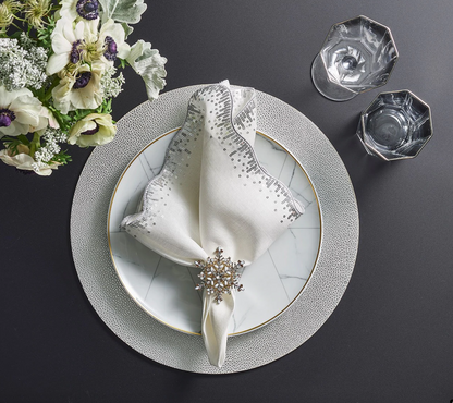 KSB Sequin Spray Napkin in Silver and White (Retired)