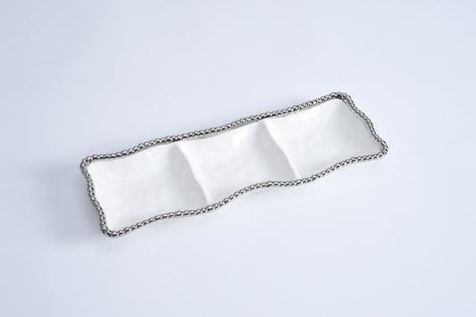 PPB Silver Salerno - Shallow 3-Section Serving Piece (2426W)