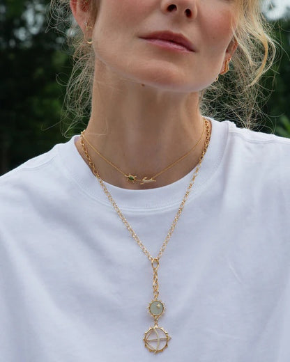 Mini 18kt "Happiness" Sun Charm With Mother Of Pearl And Diamonds