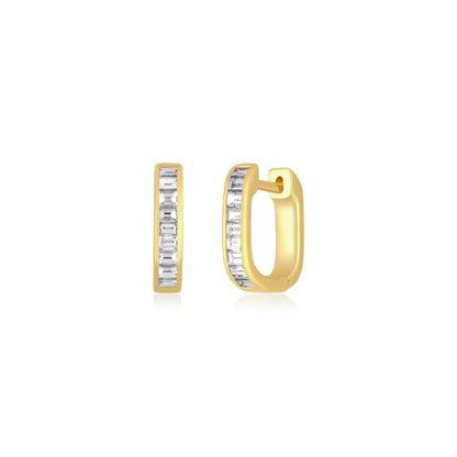 Diamond Baguette Jumbo Lola Huggie Earrings - 14KTYG