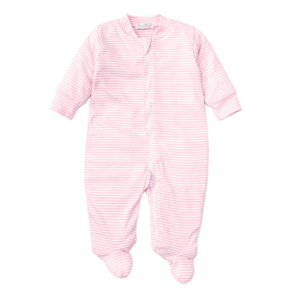 Simple Stripes - Zip Footie - Pink
