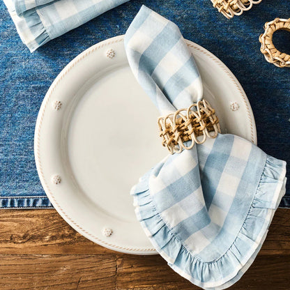 Gingham Ruffle Napkin - Ocean