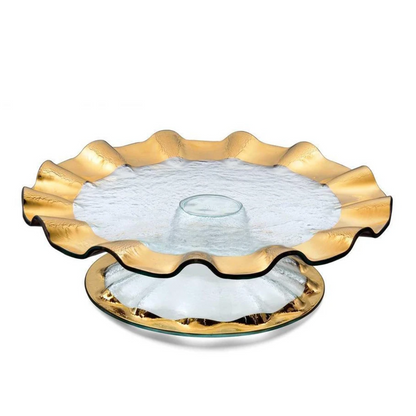 Ruffle Gold - Pedestal Cake Plate 14.5"