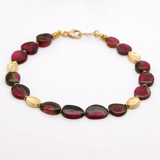 Watermelon Tourmaline Bracelet 7.5"