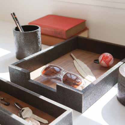 Crosby Dark Mushroom Desk Accessory Set