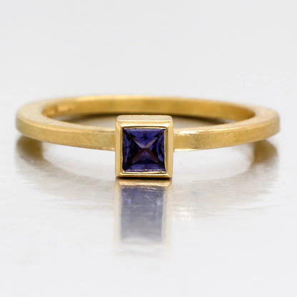 Square Purple Sapphire Stacking Ring