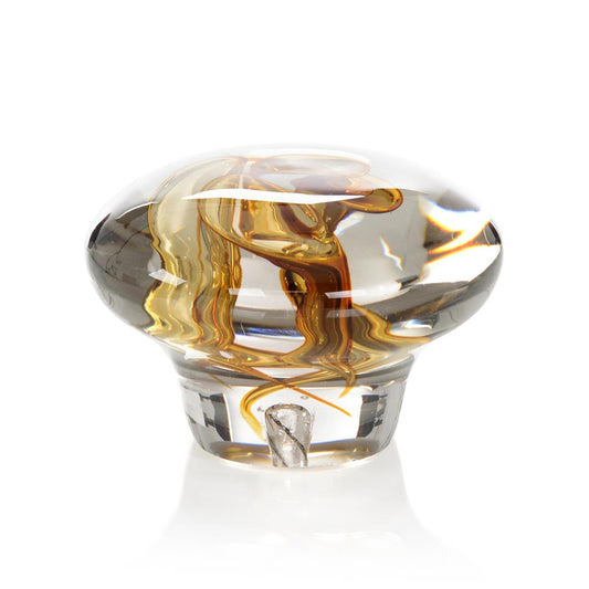 Handblown Amber & Clear Glass Sculpture 7"