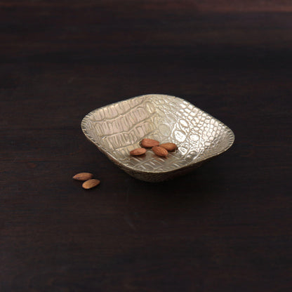 Croc - Small Square Bowl - Gold