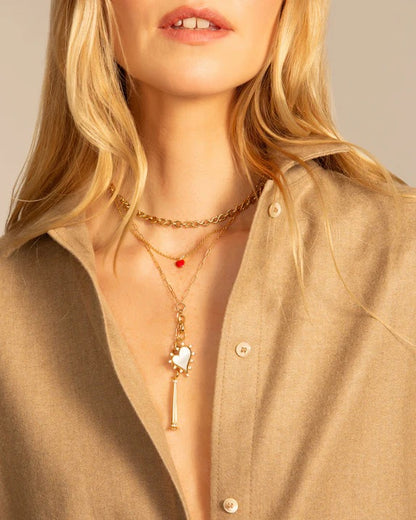 "Design Your Own" 18kt Paperclip Link Charm Chain Necklace, 2 Charm Stations 18"
