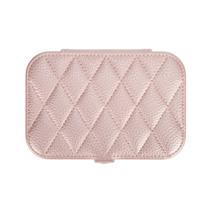 Leah Quilted Travel Jewelry Organizer - Pale Pink