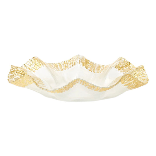 Rufolo Glass - Gold Ruffle Platter 13"