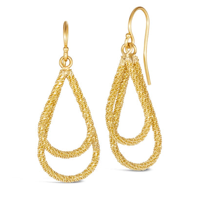 Paired Teardrop Stardust Earrings in 18k Gold