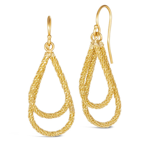 Paired Teardrop Stardust Earrings in 18k Gold