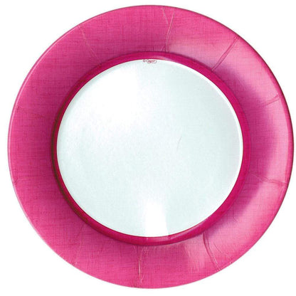 Linen Border Paper Dinner Plates - Fuchsia 8pk