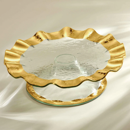Ruffle Gold - Pedestal Cake Plate 14.5"