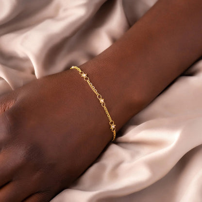 Whisper Chain Silver Diamond Bracelet in 18k Gold