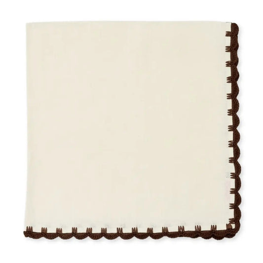Juliet Embroidered Napkin - Ivory/Chocolate