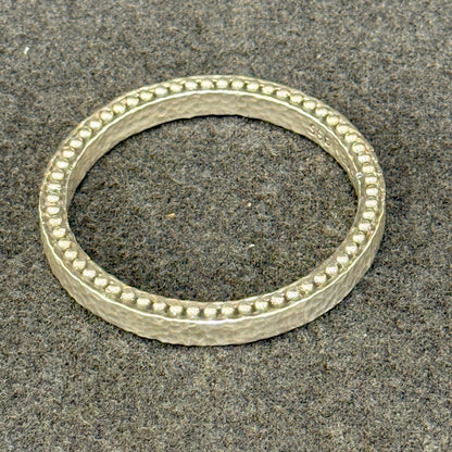 Hammered & Beaded Sterling Silver Bangle - Large (Retired)