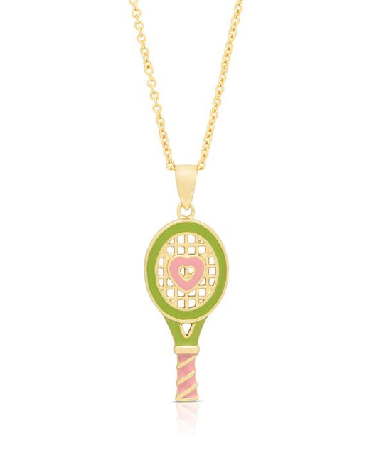 Tennis Racket Pendant Necklace 14"