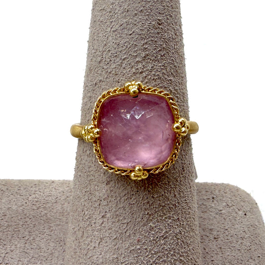 One of a Kind Morganite Ring in 18kt Gold 4.17tcw