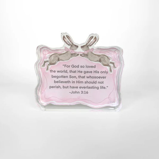 LDN Pink John 3:16 Acrylic Scripture Block - 3"