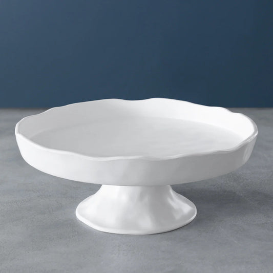 Vida - Nube - Round Pedestal Cake Plate in White