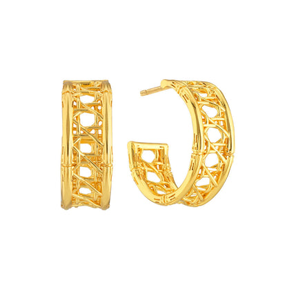 CDW E Veranda - Caning Medium Hoop Earrings