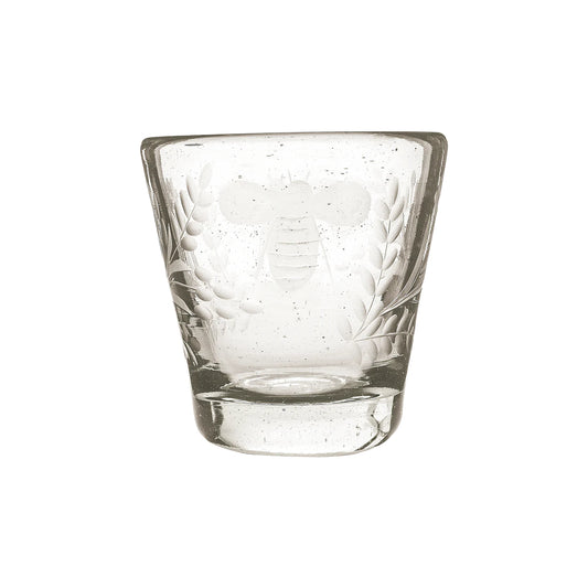 Wee Bee Double Old Fashioned Glass with Bee Etching