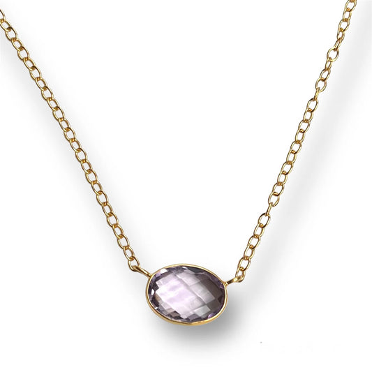 DMD N Mini Gemstone Choker Necklace - Amethyst