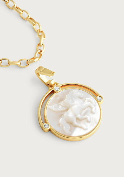 Pegasus - Pearl Coin Pendant Necklace