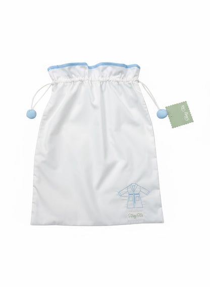 Child's Bathrobe - White with Blue Trim