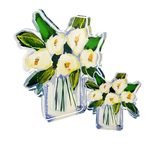 LDN Acrylic White Floral Bloom  - Large 7.5"