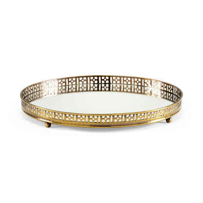 Fretwork Footed Brass Vanity Tray 11.5"