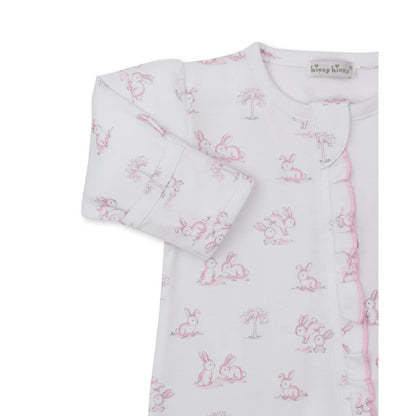 Springtime Bunny Fun - Footie with Zipper- Pink