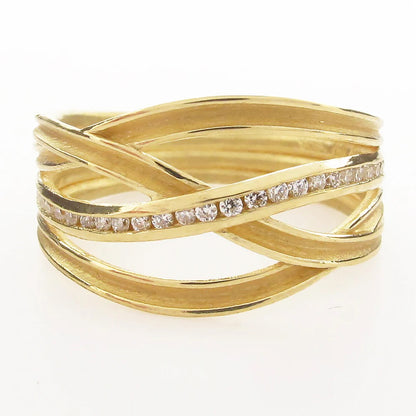 4 Ribbon Ring with Channel Set Diamonds