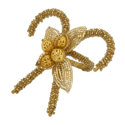 Gold Beaded Candy Cane Napkin Ring