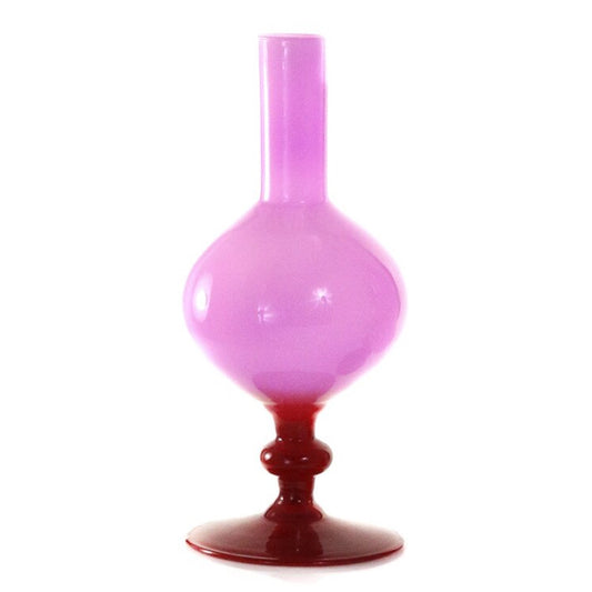 Colored Glass Vase - Pink & Vermillion 9" - Shape A