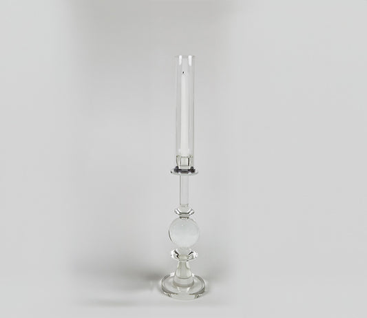 TZD Crystal Glass Candle Holder "Ball" W/ Shade - Medium