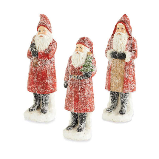 KKI Sugared Red Santa Figurines - 8"