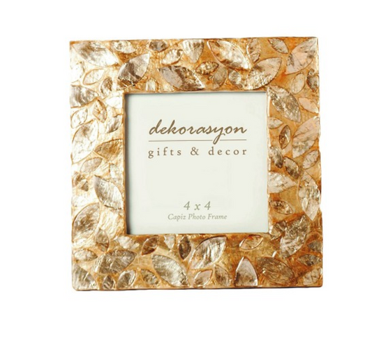 DEK Capiz Shell Picture Frame with Leaf Design 4x6 - Smoke Gold