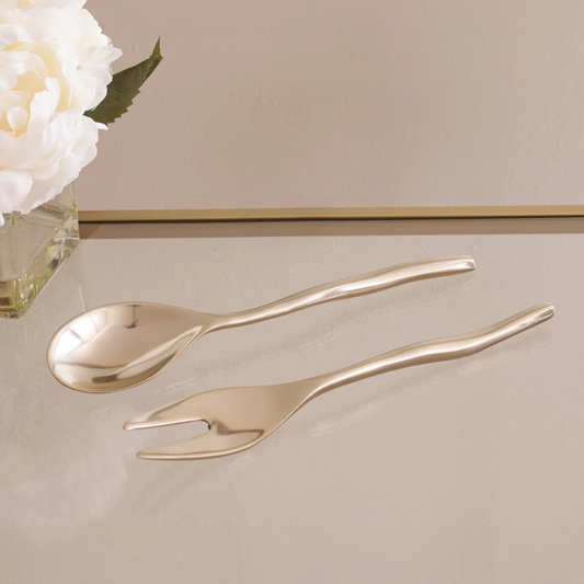 Sierra Modern - Maia Large Salad Servers Set of 2 - Shiny Gold