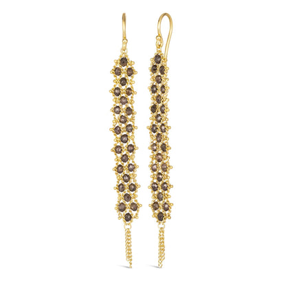 Woven Textile Champagne Diamond Earrings in 18kt Gold