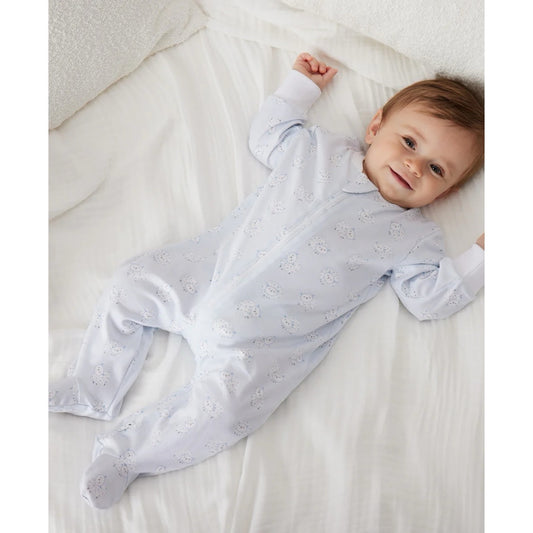 Fleecy Sheep - Zip Footie - Light Blue