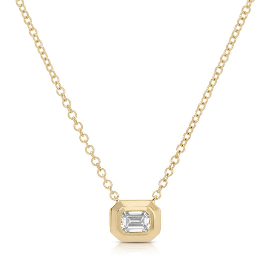 EFC N Emeral Cut Diamond Necklace - 14KTYG