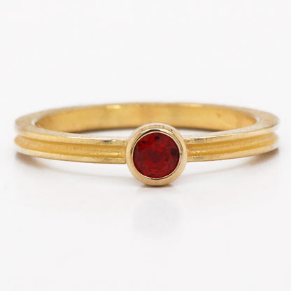 Grooved Stack Ring with Round Ruby